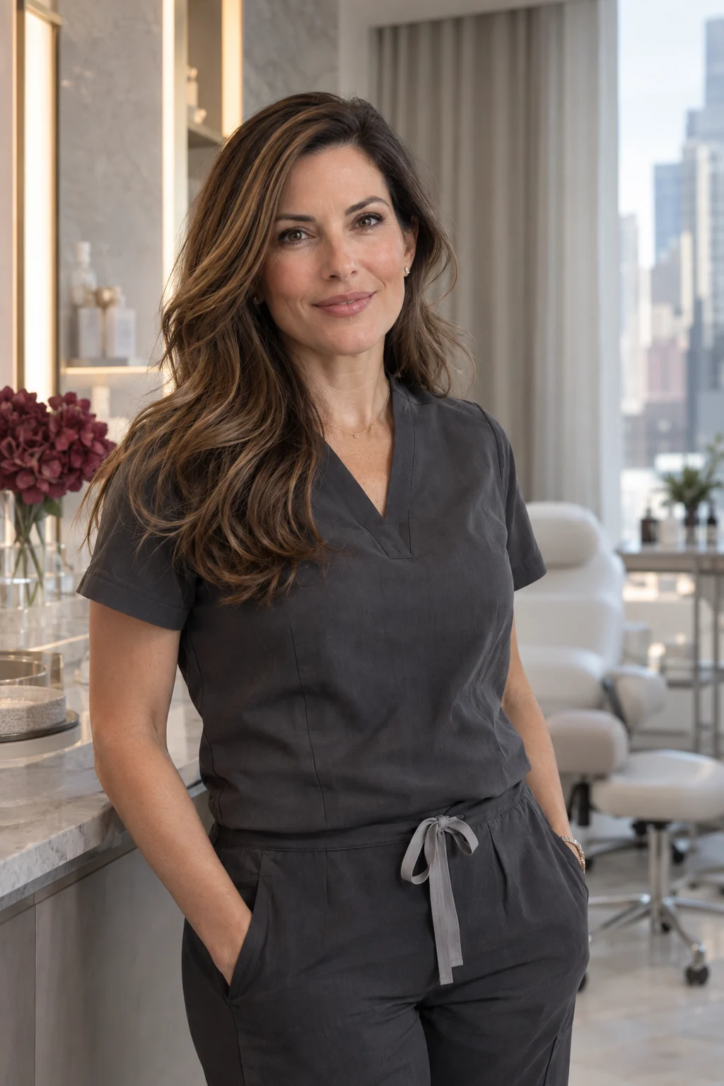 Dr. Maya Bennett inside the Luma Aesthetics studio