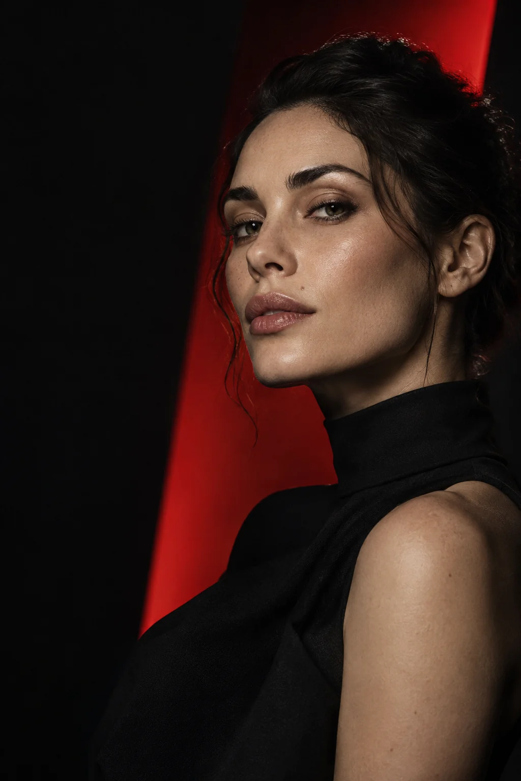 Realistic close-up portrait with naturally refined lips